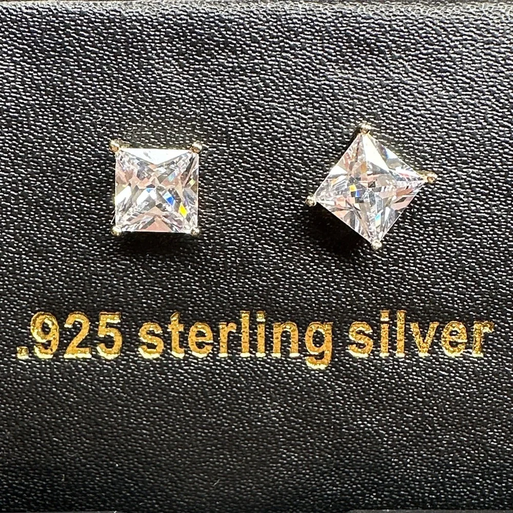 King Ice Princess Cut .925 Silver Earrings